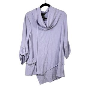 Ali Miles lavender tunic Top Lagenlook Cowl Neck Size: Medium Casual Pockets
